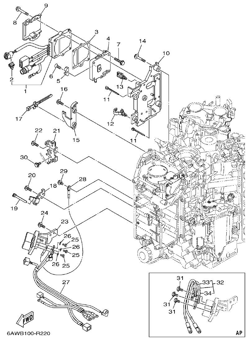 Yamaha 20, F350NCC2 ELECTRICAL 4 parts diagram